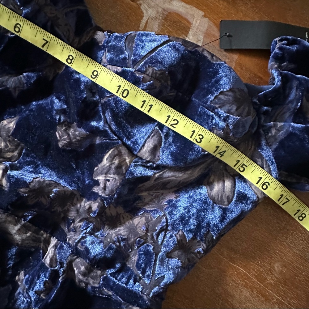 Lulus crushed velvet burnout mini dress blue black bra‎ top size M NWT - Picture 7 of 11